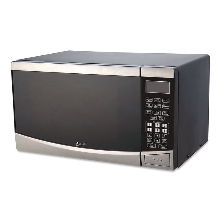AVANTI 0.9 cu ft Stainless Steel Countertop Microwave, 900 W, Stainless Steel/Black (AVAMT09V3S)