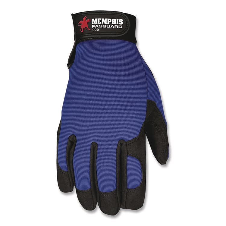 MCR SAFETY Memphis Gloves Fasguard Clarino Synthetic Leather Palm Multi-Task Gloves, 9" Long, Large, Blue/Black, Pair (CRW900L) thumbnail 2