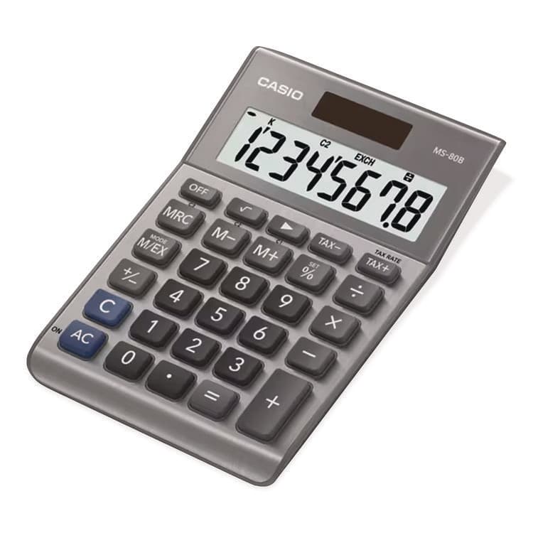 CASIO, . MS80B 8-Digit Battery and Solar Basic Calculator, LCD, Silver (CSOMS80BSR) thumbnail 4