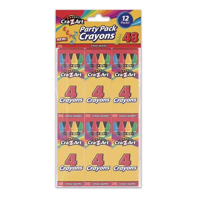 LAROSE INDUSTRIES, LLC Crayons, Regular Size, 4 Assorted Colors, 4/Box, 12 Boxes/Pack (CZA1021748)