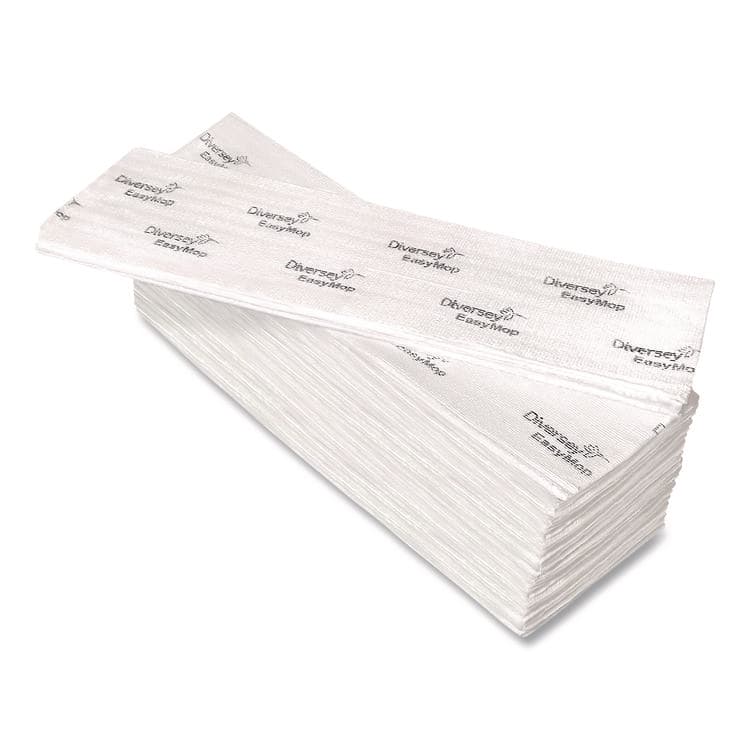 DIVERSEY EasyMop Microfiber Dust Mop Pads, 16 x 5.3, White, 50/Pack (DVOD1232214)