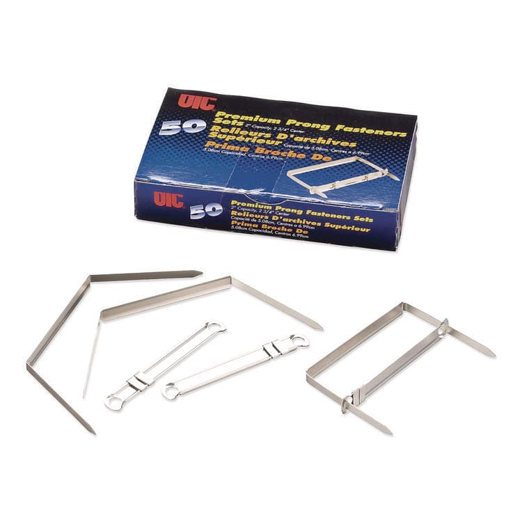 OFFICEMATE INTERNATIONAL CORP. Two-Prong File Fastener Sets, 2" Capacity, 2.75" Center to Center, Silver, 50/Box (OIC609114)