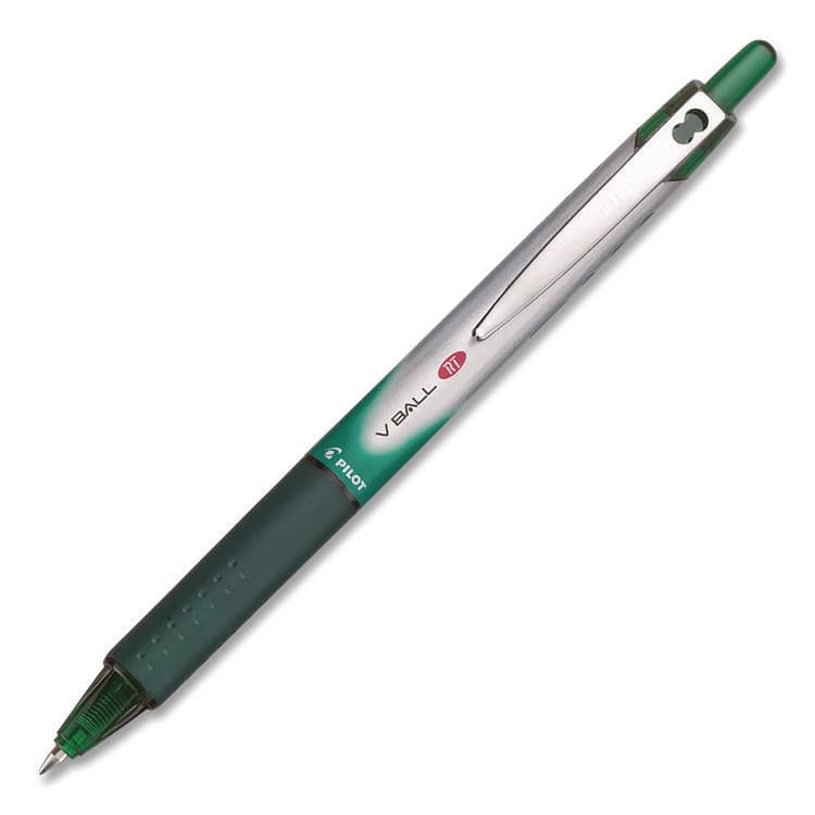 PILOT CORP. OF AMERICA VBall RT Liquid Ink Rollerball Pen, Retractable, Fine 0.7 mm, Green Ink, Green/White Barrel (PIL26209EA)