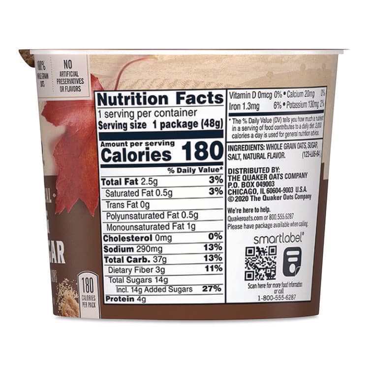 QUAKER OATS COMPANY Instant Oatmeal, Maple Brown Sugar, 1.69 oz Packet, 24/Carton (QKR570958) thumbnail 4