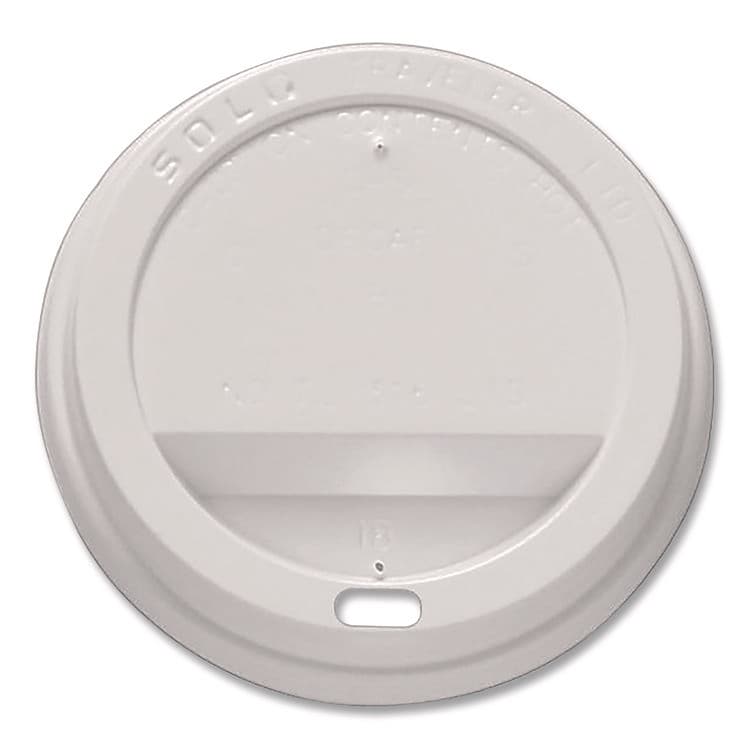 DART Traveler Hot Cup Lids, Fits 12 oz to 16 oz Hot Cups, Plastic, White, 100/Pack (SCC896404) thumbnail 2