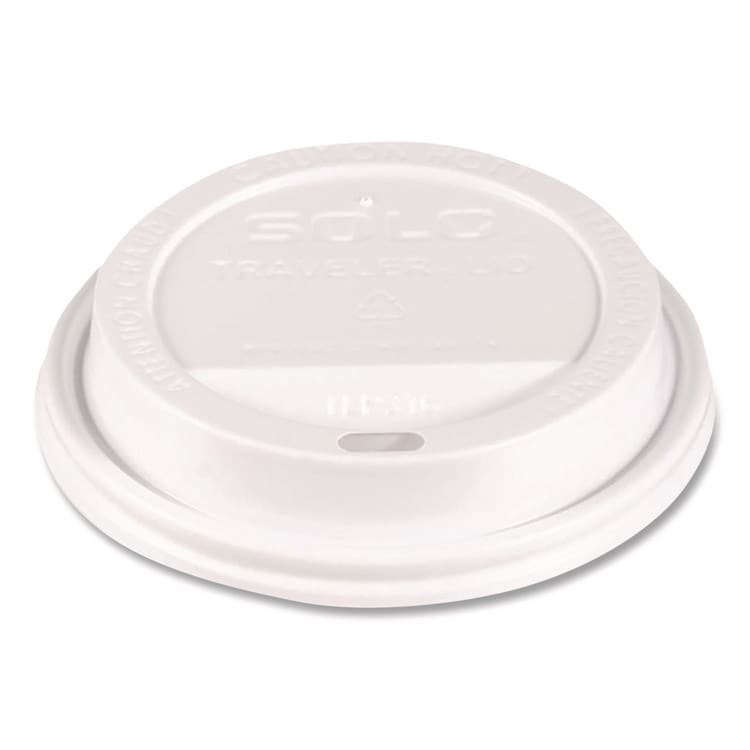 DART Traveler Hot Cup Lids, Fits 12 oz to 16 oz Hot Cups, Plastic, White, 100/Pack (SCC896404)