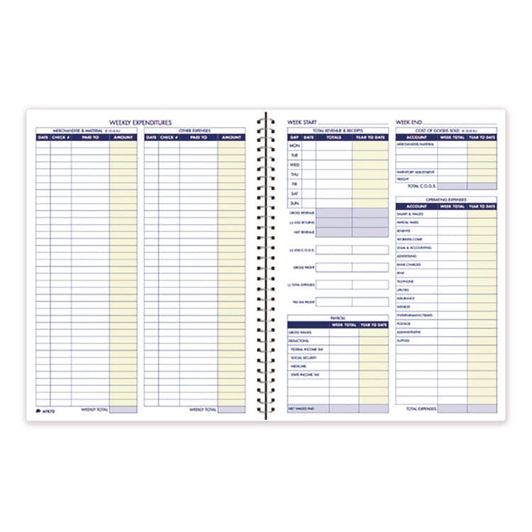 CARDINAL BRANDS . Weekly Bookkeeping Ledger, Columns Vary By Section, Royal Blue Cover, 11 x 8.5 Sheets, 56 Sheets/Book (ABFAFR70) thumbnail 2