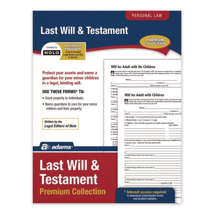 CARDINAL BRANDS . Last Will and Testament Digital Download with Instructions, Inkjet/Laser Printable, 8.5 x 11, Unlimited Number of Forms (ABFALFP117)