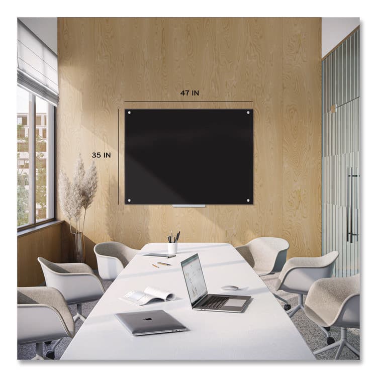 U BRANDS Black Glass Dry Erase Board, 48" x 36" (Actual Size: 47" x 35"), Black Surface (UBR171U0001) thumbnail 3