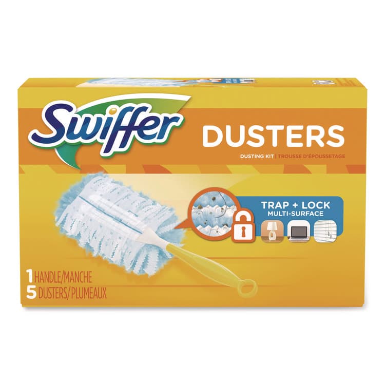 PROCTER & GAMBLE Dusters Starter Kit, Dust Lock Fiber, 6" Handle, Blue/Yellow (PGC11804KT)