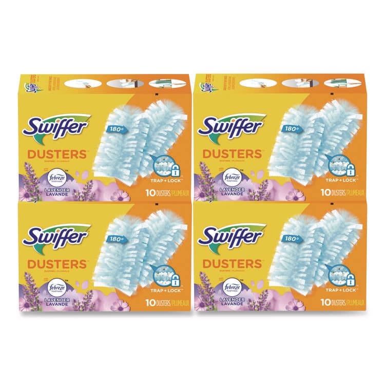 PROCTER & GAMBLE Refill Dusters, DustLock Fiber, Light Blue, Lavender Vanilla Scent,10/Box,4 Boxes/Carton (PGC21461CT)