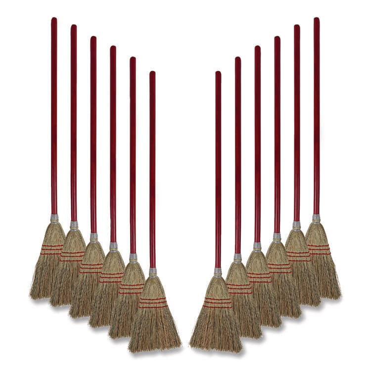 BOARDWALK Corn Fiber Lobby/Toy Broom, Corn Fiber Bristles, 39" Overall Length, Red, 12/Carton (BWK951TCT)