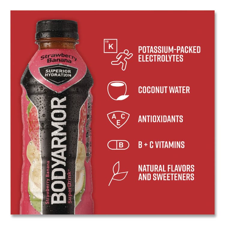 COCA-COLA SuperDrink Sports Drink, Strawberry Banana, 16 oz Bottle, 12/Pack (BDA10000314) thumbnail 3