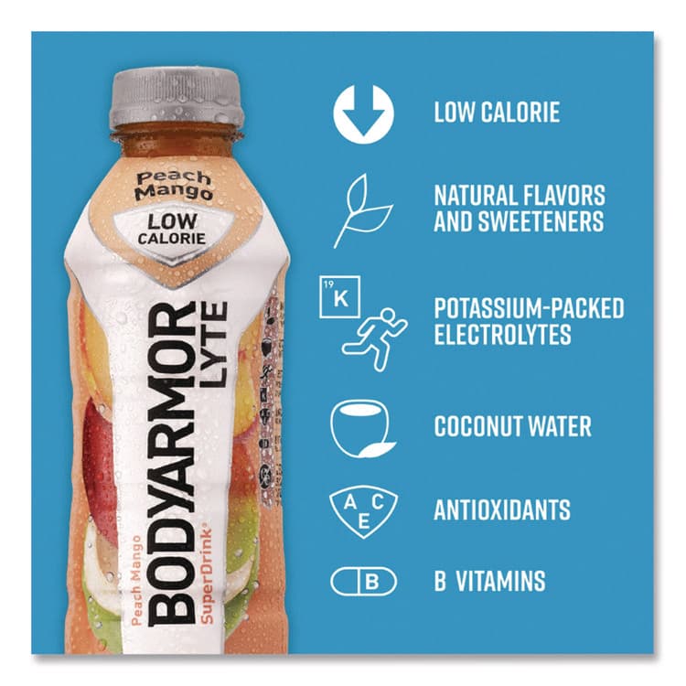 COCA-COLA LYTE Sports Drink, Peach Mango, 16 oz Bottle, 12/Pack (BDA10001212) thumbnail 3
