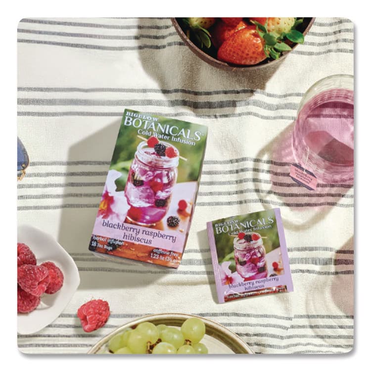 BIGELOW TEA CO. Botanicals Blackberry Raspberry Hibiscus Cold Water Herbal Infusion, 0.7 oz Tea Bag, 18/Box (BTC39000) thumbnail 3