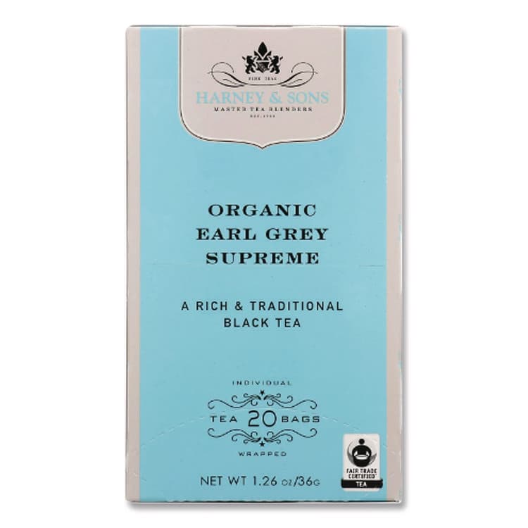 HARNEY & SONS FINE TEAS Premium Tea, Organic Earl Grey Supreme Black Tea, Individually Wrapped Tea Bags, 20/Box (HEYHSF30686) thumbnail 2