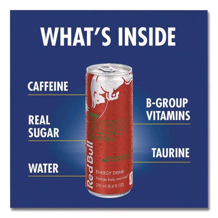 RED BULL GMBH The Red Edition Energy Drink, Watermelon, 8.4 oz Can, 24/Carton (RDBRBD45448) thumbnail 4