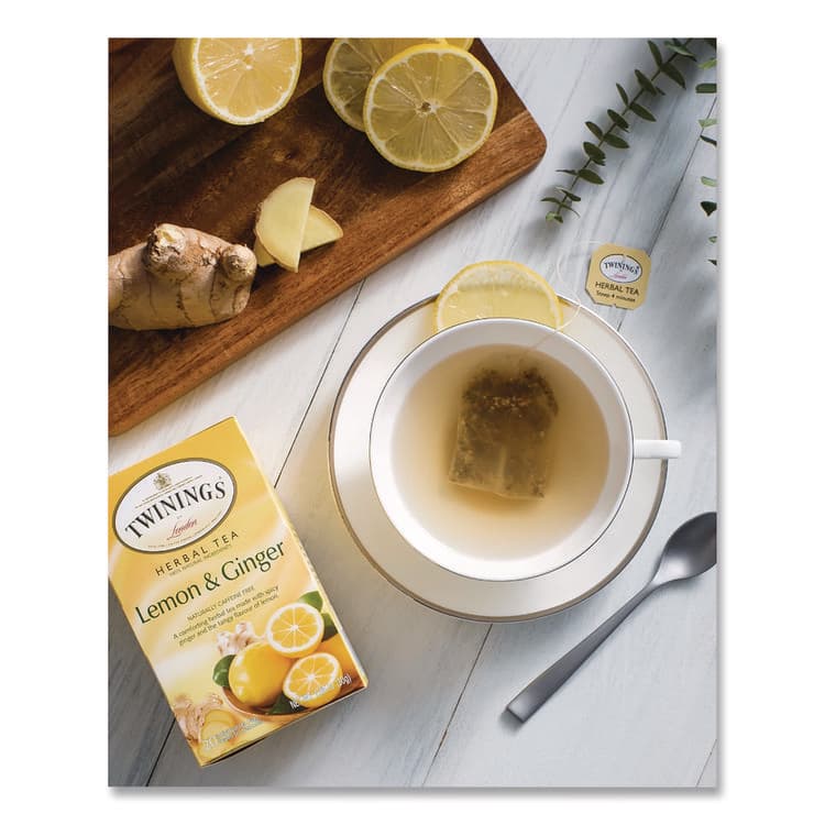 TWININGS NORTH AMERICA Tea Bags, Lemon and Ginger, 2.65 oz, 50/Box (TWG53653) thumbnail 3