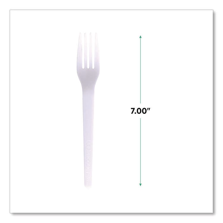 ECO-PRODUCTS,INC. Plantware CPLA Cutlery, Individually Wrapped, Fork, Plastic, White, 1,000/Carton (ECOEPS017W) thumbnail 4