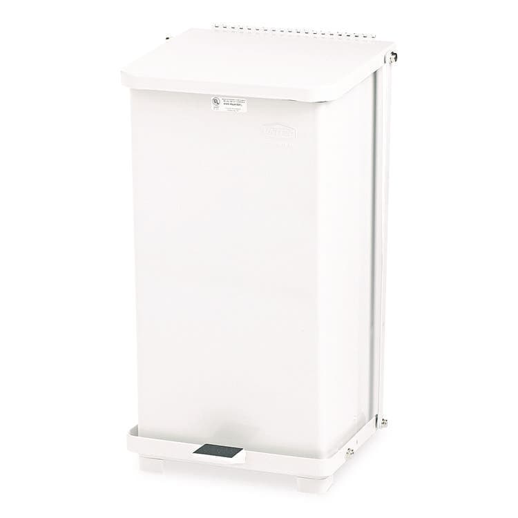 RUBBERMAID COMMERCIAL PROD. Defenders Heavy-Duty Steel Step Can, 6.5 gal, Steel, White (RCPST12EPLWH)