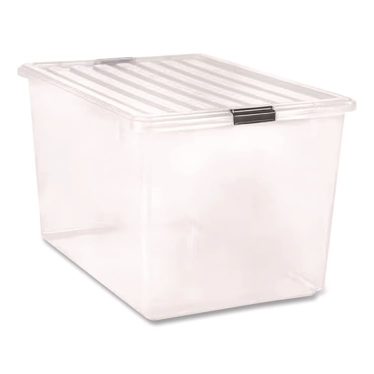 IRIS USA, 132 Qt. Latch Lid Storage Box, 20.9" x 28.8" x 17.8", Clear/Black (IRS100251) thumbnail 4