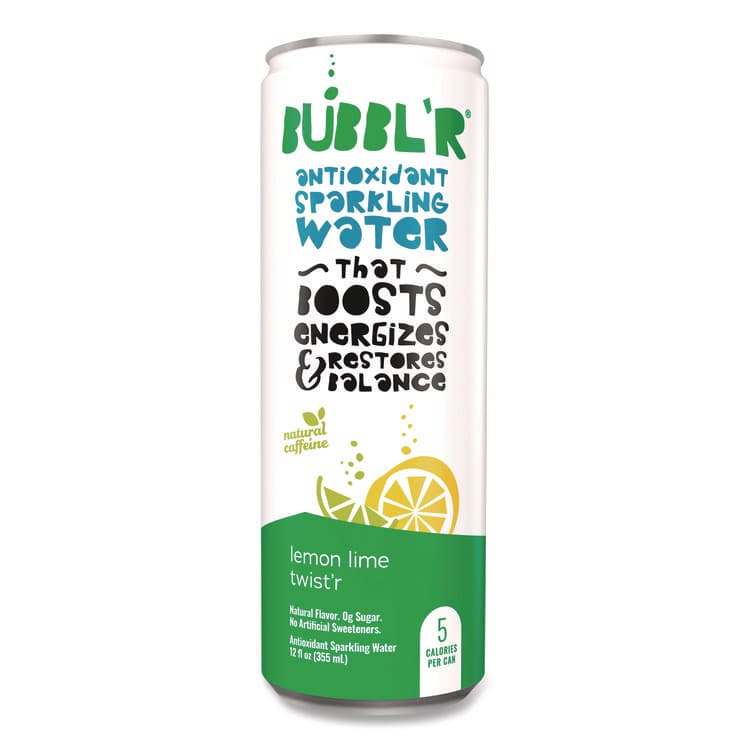 BUBBL'R Antioxidant Sparkling Water, Lemon Lime Twist'r, 12 oz Can, 12 Cans/Carton (BBBWIC60014) thumbnail 2