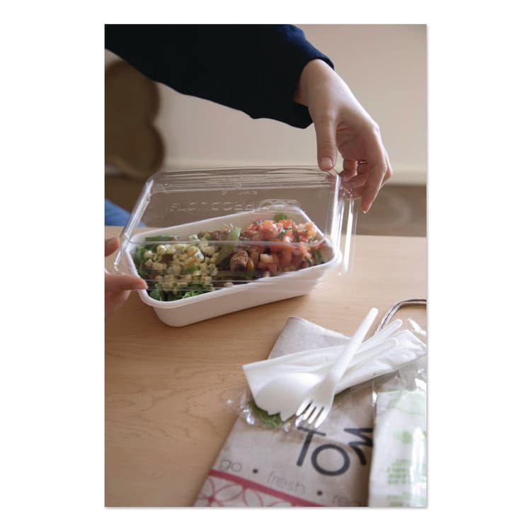 ECO-PRODUCTS,INC. WorldView Vanguard Rectangular Container, 32 oz, 4.71 x 7.01 x 1.04, White, Sugarcane Fiber, 400/Carton (ECOEPSCRC32NFA) thumbnail 4