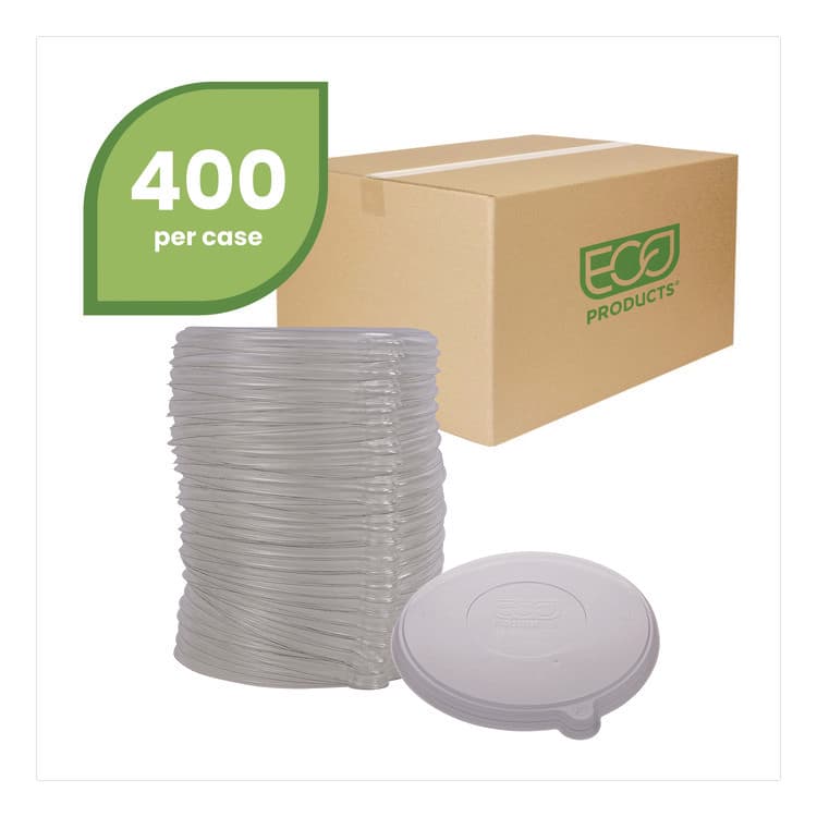 ECO-PRODUCTS,INC. Worldview 100 Percent Recycled Content Lid, 7.93" Diameter x 0.6" h, Clear, 400/Carton (ECOEPBLRLID) thumbnail 4