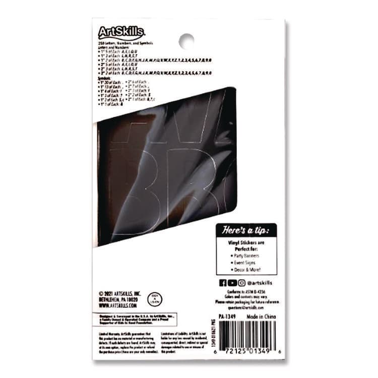ARTSKILLS Poster and Bulletin Board Vinyl Letters and Numbers, 1" Tall Letters, 2" Tall Numbers, Black Characters, 250/Pack (ASKPA1349) thumbnail 2