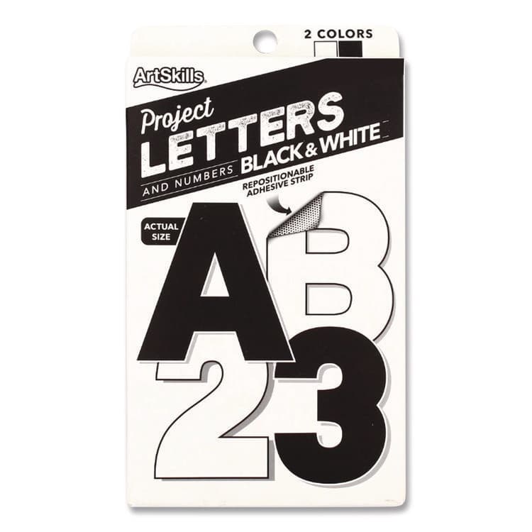 ARTSKILLS Black and White Poster Letters and Numbers, 10" Tall, Assorted Character Colors, 310/Pack (ASKPA1442)