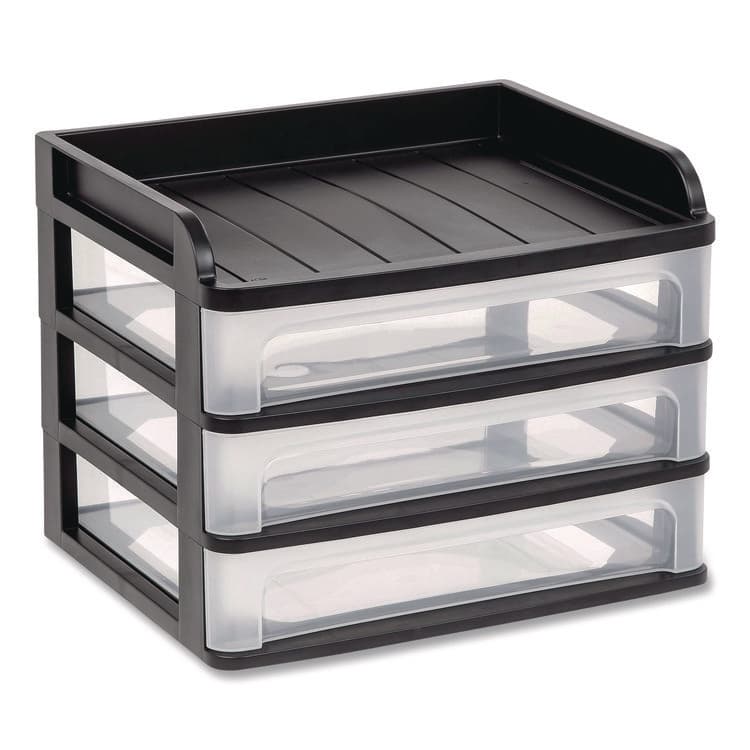 IRIS USA, Small Three-Drawer Desktop Storage, 3 Sections, 9.13 x 6.88 x 8.13, Black/Clear (IRS150163) thumbnail 4