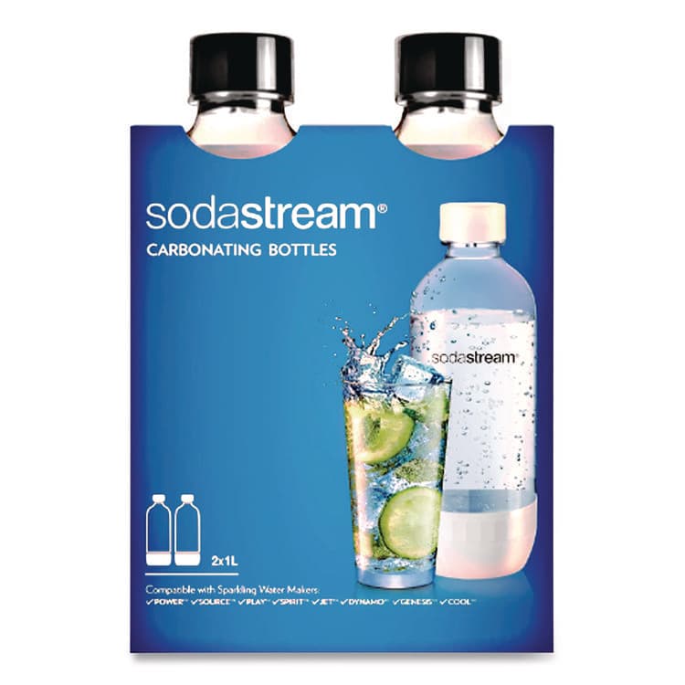 PEPSICO Carbonating Bottle Twin Pack, Plastic, 33 oz, Clear/Black (PEP1042221010)