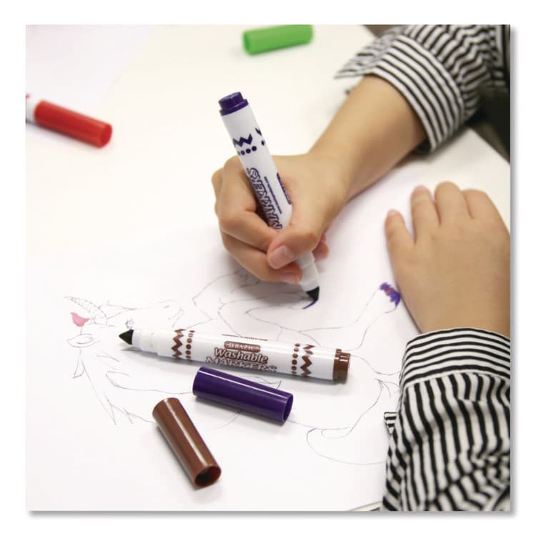 BAZIC PRODUCTS Products Broad Line Jumbo Washable Markers, Broad Bullet Tip, 8 Assorted Colors, 24/Set (BAZ1225) thumbnail 4