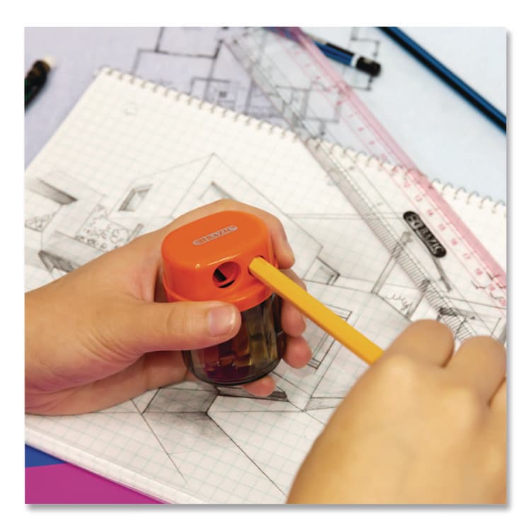 BAZIC PRODUCTS Dual Blades Sharpener with Round Receptacle, Two-Hole, 2.25 x 1.6, Randomly Assorted Colors (BAZ1908) thumbnail 2