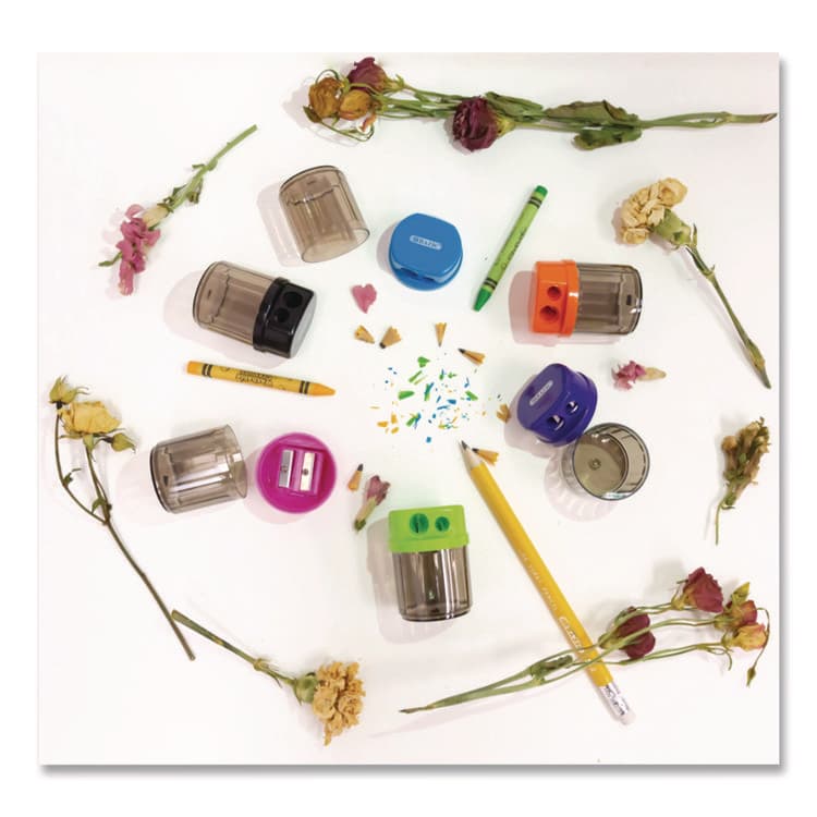 BAZIC PRODUCTS Dual Blades Sharpener with Round Receptacle, Two-Hole, 2.25 x 1.6, Randomly Assorted Colors (BAZ1908) thumbnail 3