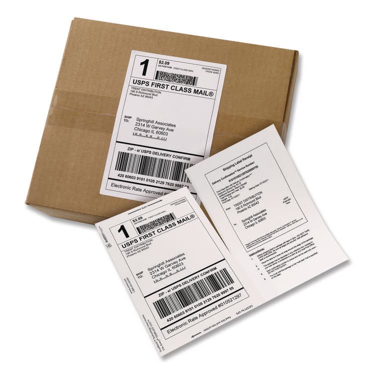 AVERY PRODUCTS CORPORATION Shipping Labels with Paper Receipt Bulk Pack, Inkjet/Laser Printers, 5.06 x 7.63, White, 100/Box (AVE27900) thumbnail 2