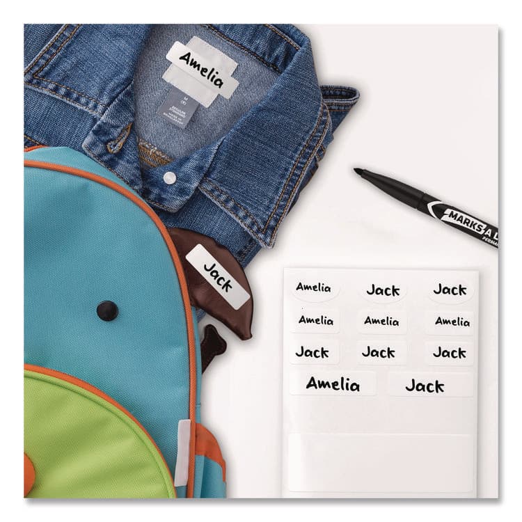 AVERY PRODUCTS CORPORATION Avery Kids No-Iron Fabric Labels, Handwrite Only, Assorted Shapes and Sizes, White, 15 Labels/Sheet, 3 Sheets/Pack (AVE40700) thumbnail 2