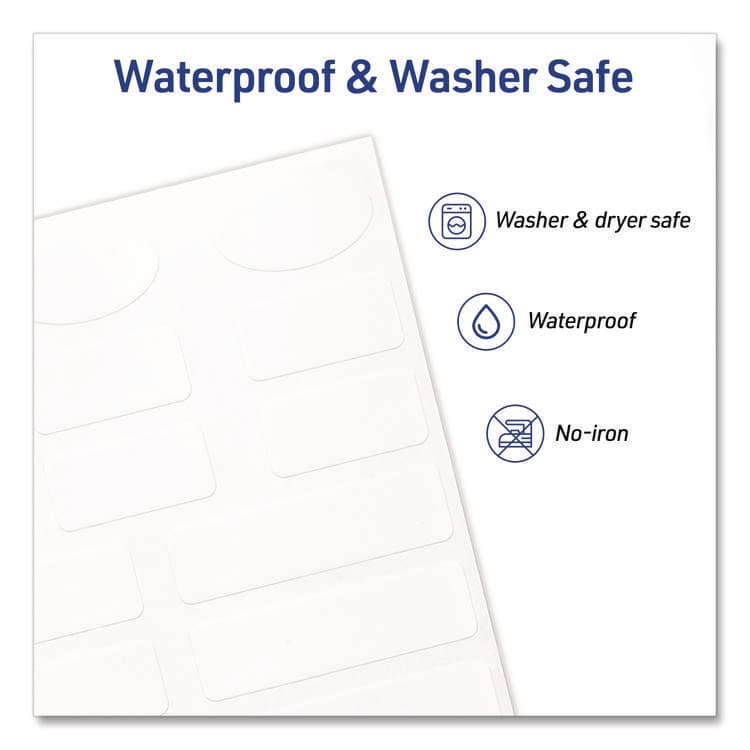 AVERY PRODUCTS CORPORATION Avery Kids No-Iron Fabric Labels, Handwrite Only, Assorted Shapes and Sizes, White, 15 Labels/Sheet, 3 Sheets/Pack (AVE40700) thumbnail 4