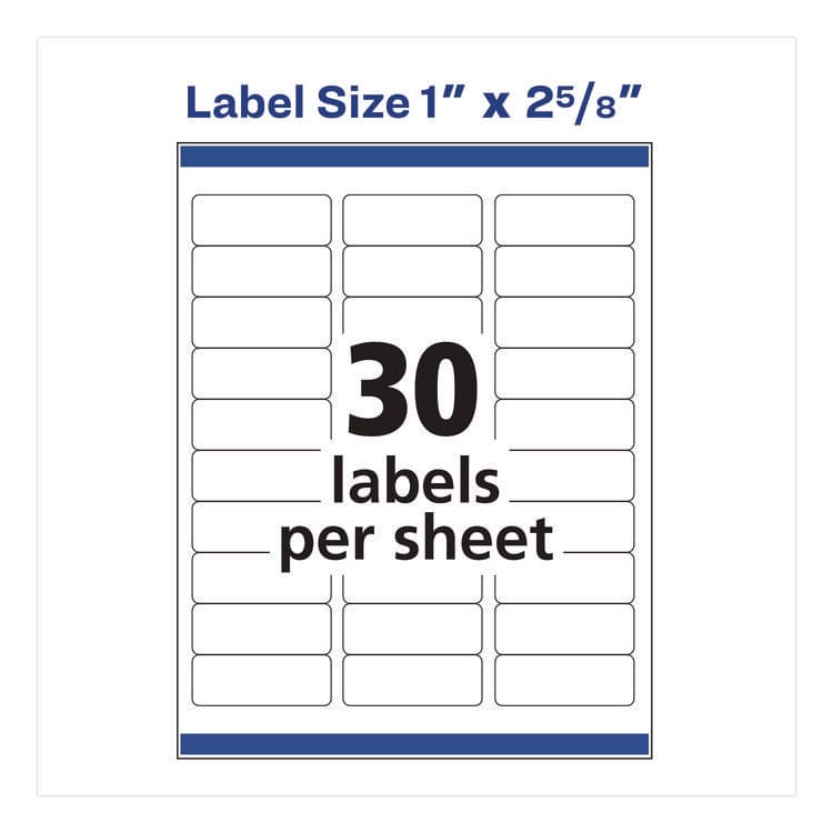 AVERY PRODUCTS CORPORATION White Address Labels w/ Sure Feed Technology for Laser Printers, Laser Printers, 1 x 2.63, White, 30/Sheet, 250 Sheets/Box (AVE45160) thumbnail 4