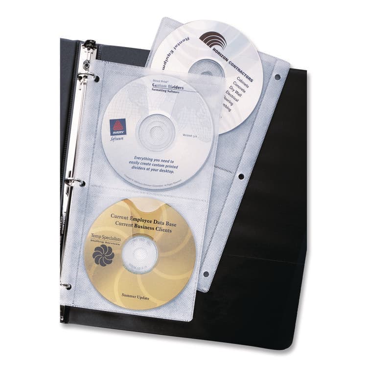 AVERY PRODUCTS CORPORATION Two-Sided CD Organizer Sheets for Three-Ring Binder, 4 Disc Capacity, Clear, 5/Pack (AVE75263) thumbnail 2