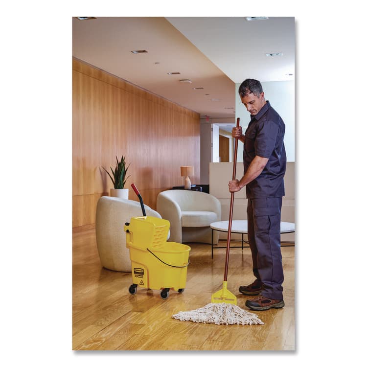 RUBBERMAID COMMERCIAL PROD. Super Stitch Finish Mop Heads, Cotton/Rayon/Synthetic, Blue/White (RCPFGD51306WH00) thumbnail 4