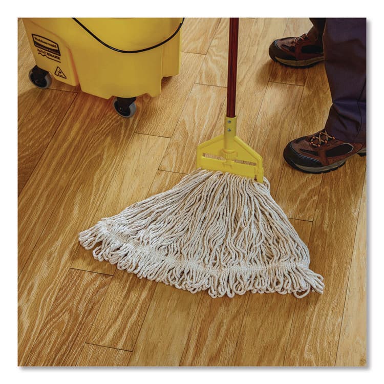 RUBBERMAID COMMERCIAL PROD. Super Stitch Finish Mop Heads, Cotton/Rayon/Synthetic, Blue/White (RCPFGD51306WH00) thumbnail 3