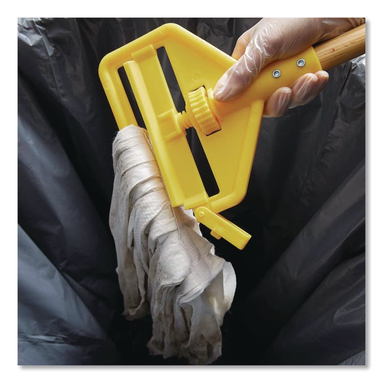 RUBBERMAID COMMERCIAL PROD. Invader Wood Side-Gate Wet-Mop Handle, 54", Natural/Yellow (RCPH115) thumbnail 3