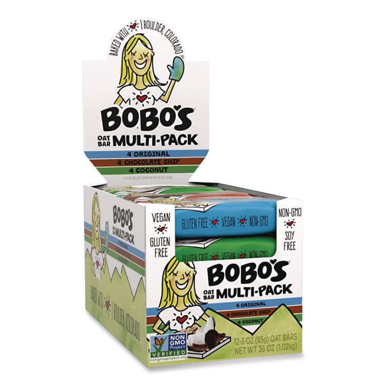 BOBO'S Oat Bar Coconut/Chocolate Chip/Original Multipack, 3 oz Individually Wrapped, 12/Box (BBO00098) thumbnail 3