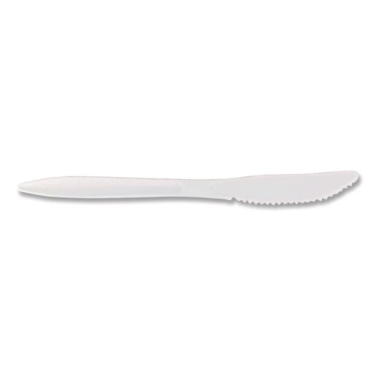 BERK ENTERPRISES Mediumweight Polypropylene Cutlery, Knife, Plastic, White, 1,000/Carton (BSQ1011000) thumbnail 2