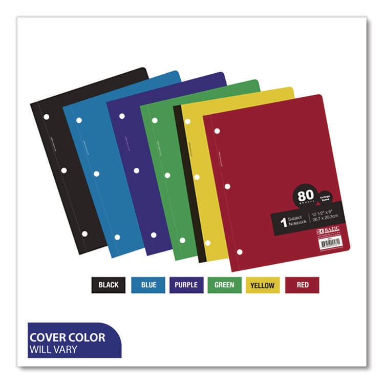 BAZIC PRODUCTS Wireless Notebooks, 1-Subject, Medium/College Rule, Randomly Assorted Cover Color, (80) 10.5 x 7.5 Sheets (BAZ581) thumbnail 4