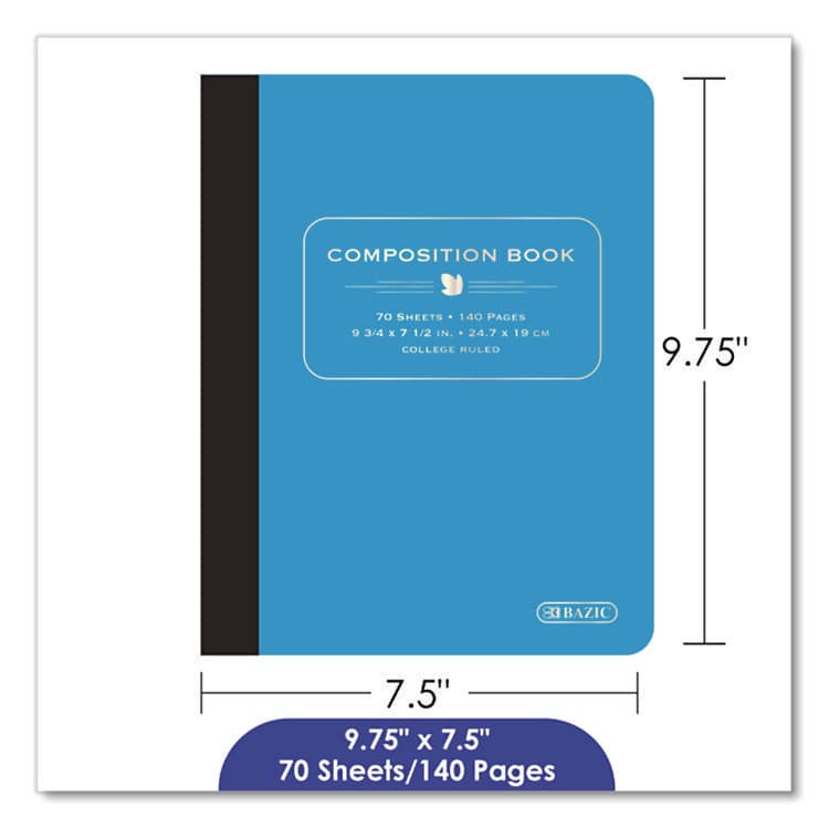BAZIC PRODUCTS Poly Cover Composition Books, Medium/College Rule, Randomly Assorted Cover Color, (70) 9.75 x 7 Sheets (BAZ5089) thumbnail 2