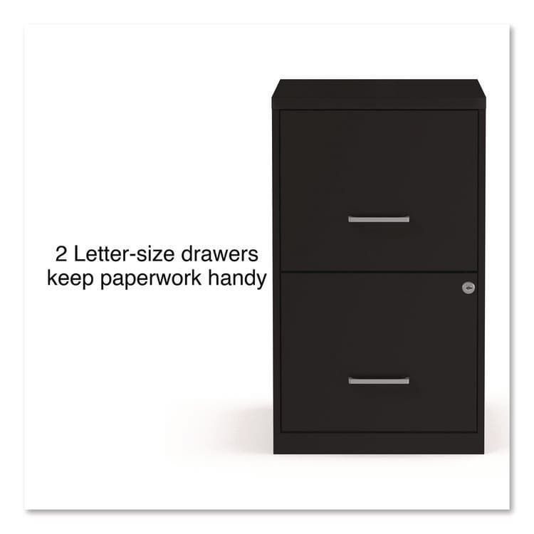 ALERA Soho Vertical File Cabinet, 2 Drawers: File/File, Letter, Black, 14" x 18" x 24.1" (ALESVF1824BL) thumbnail 2