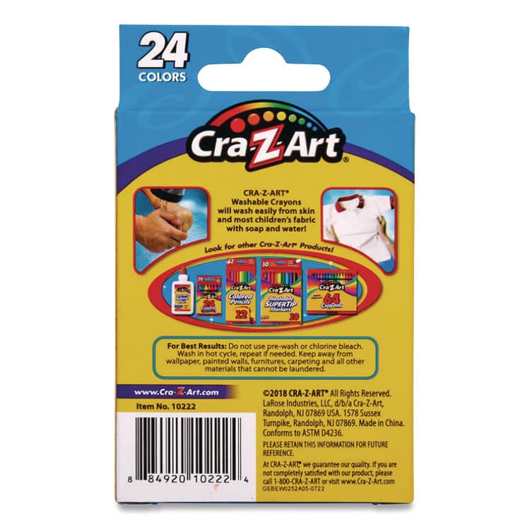 LAROSE INDUSTRIES, LLC Washable Crayons, Regular Size, 24 Assorted Colors, 24/Pack (CZA1022248) thumbnail 4