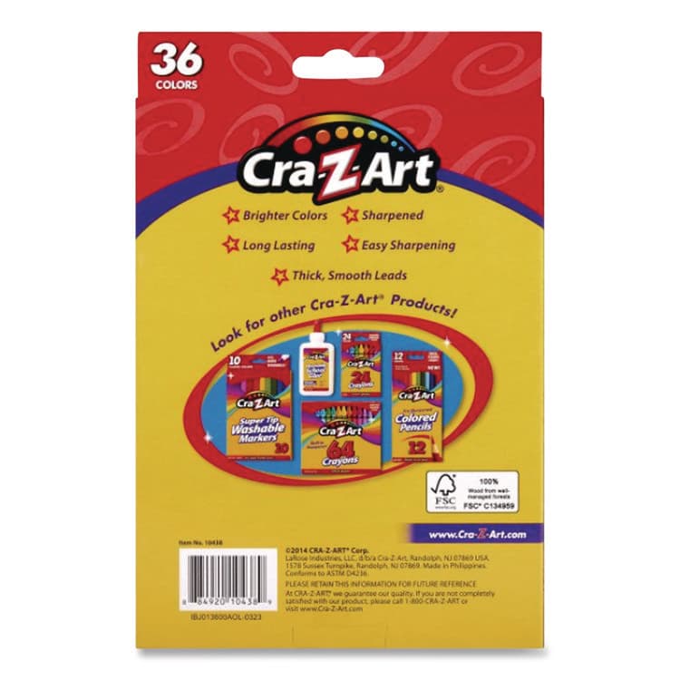 LAROSE INDUSTRIES, LLC Colored Pencils, 36 Assorted Lead and Barrel Colors, 36/Box (CZA10438WM36) thumbnail 2